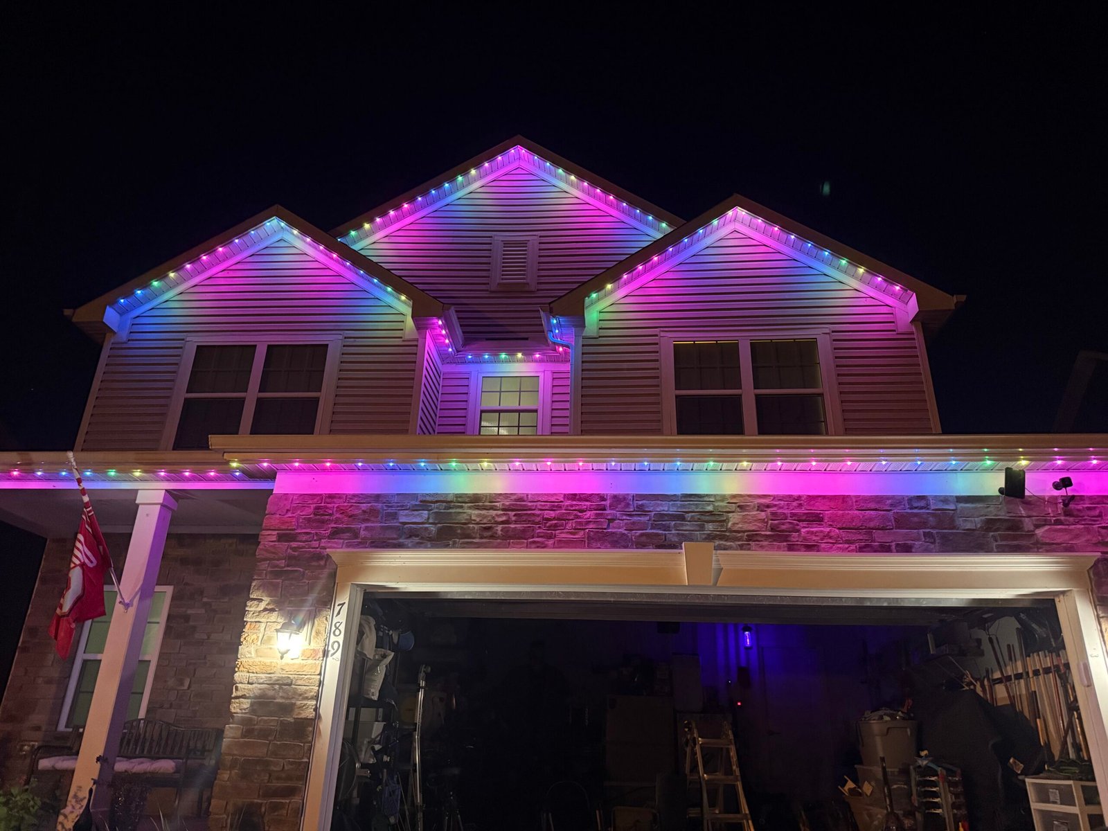 Permanent RGBW holiday lighting installation by Winter Glow Holiday Lights