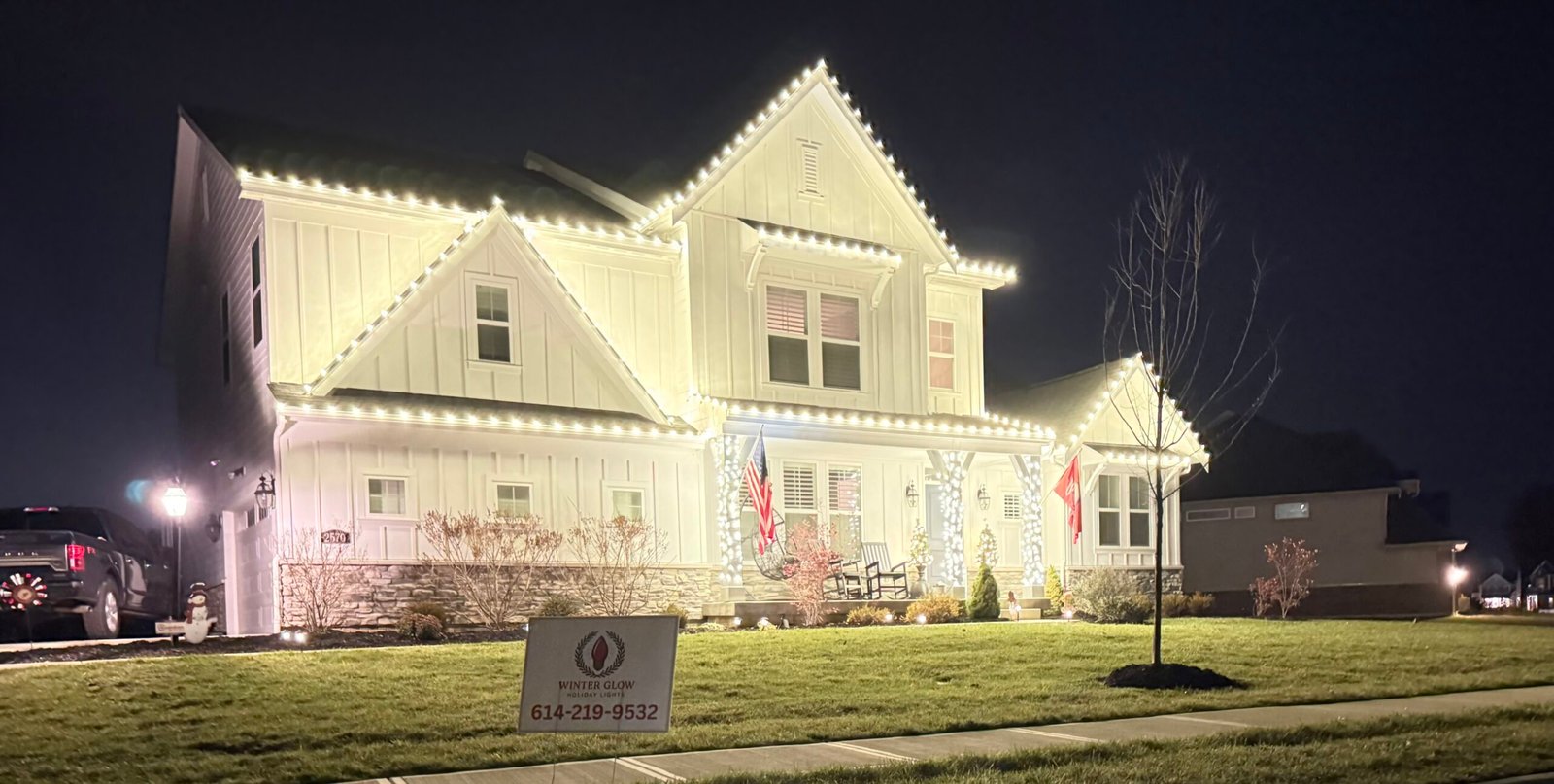 Christmas lights installed on a Columbus, Ohio home by Winter Glow Holiday Lights
