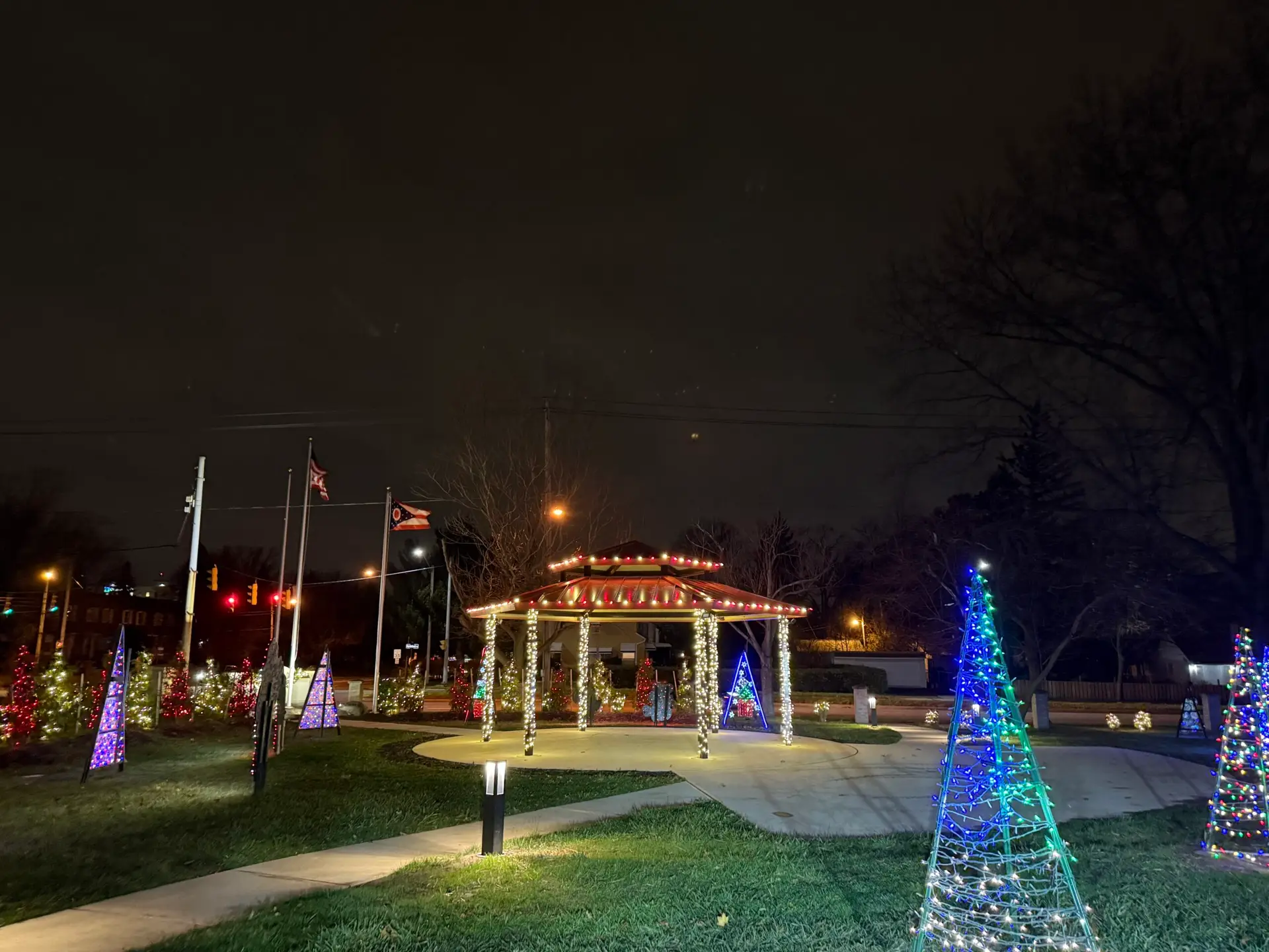 Professional Christmas lighting on a residence